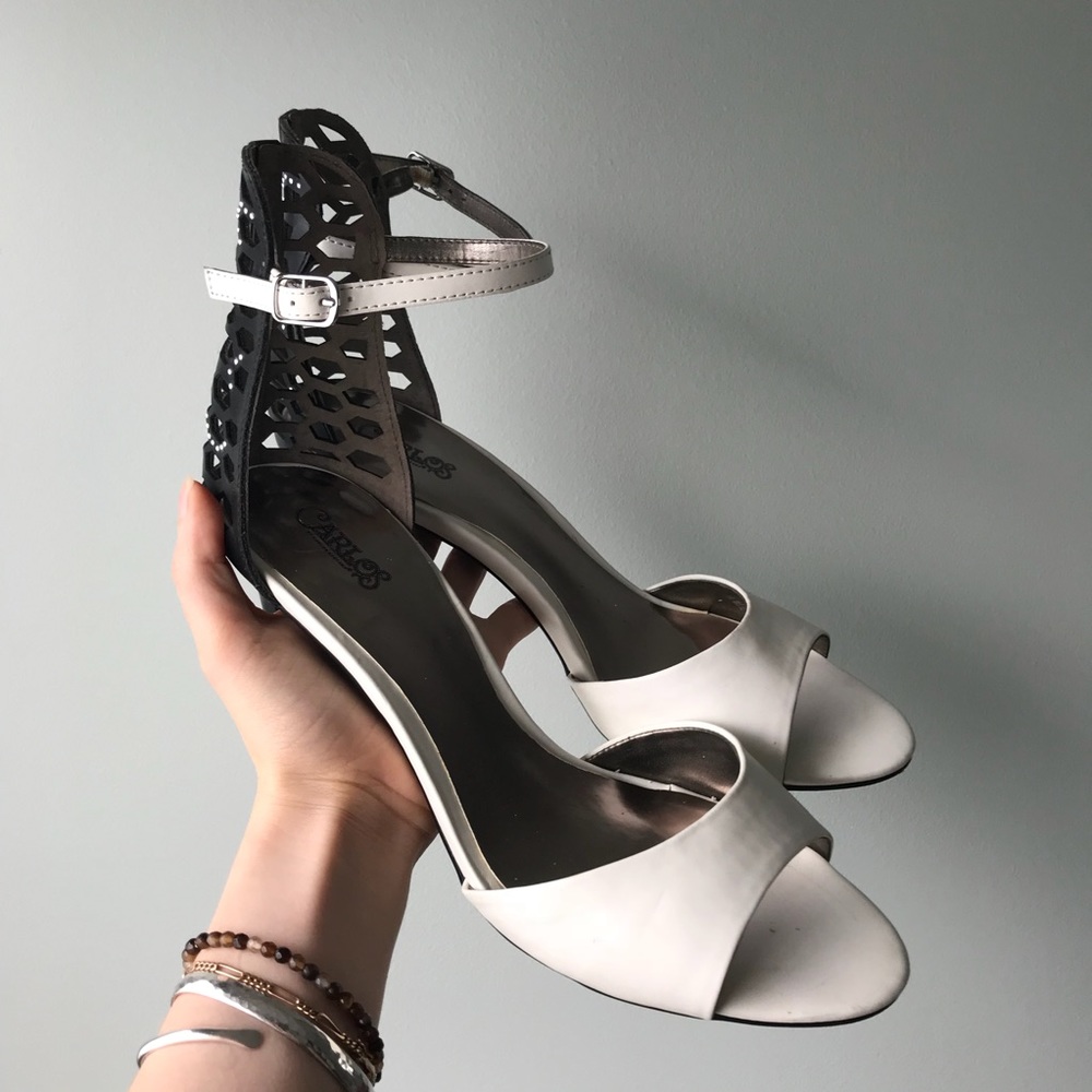 Black and White Ankle Strap Heels